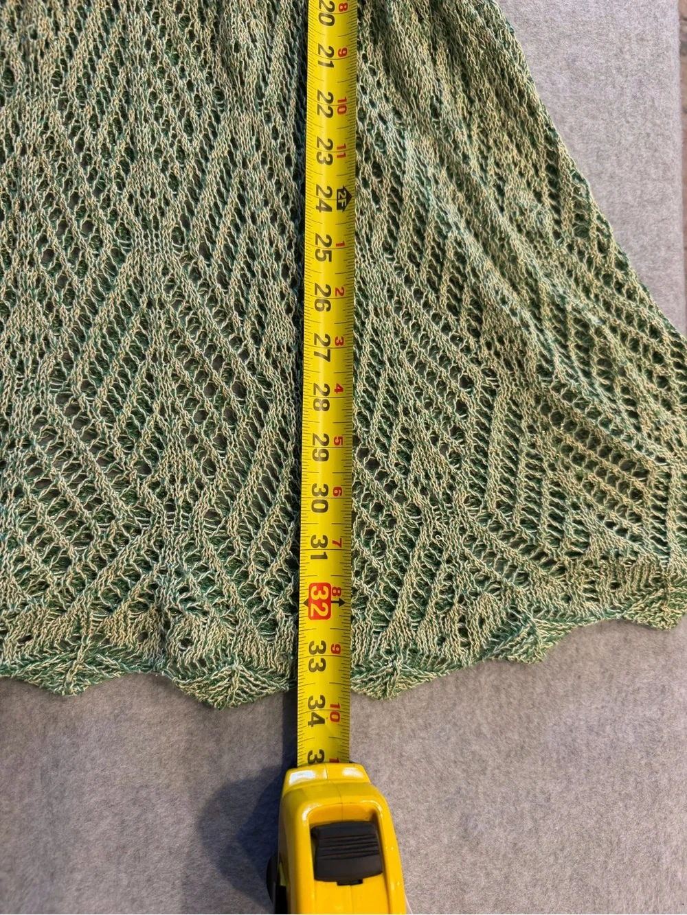 Cecilia Prado Due Crotchet Cover Up Boho Chic Green with Metallic Thread Size L